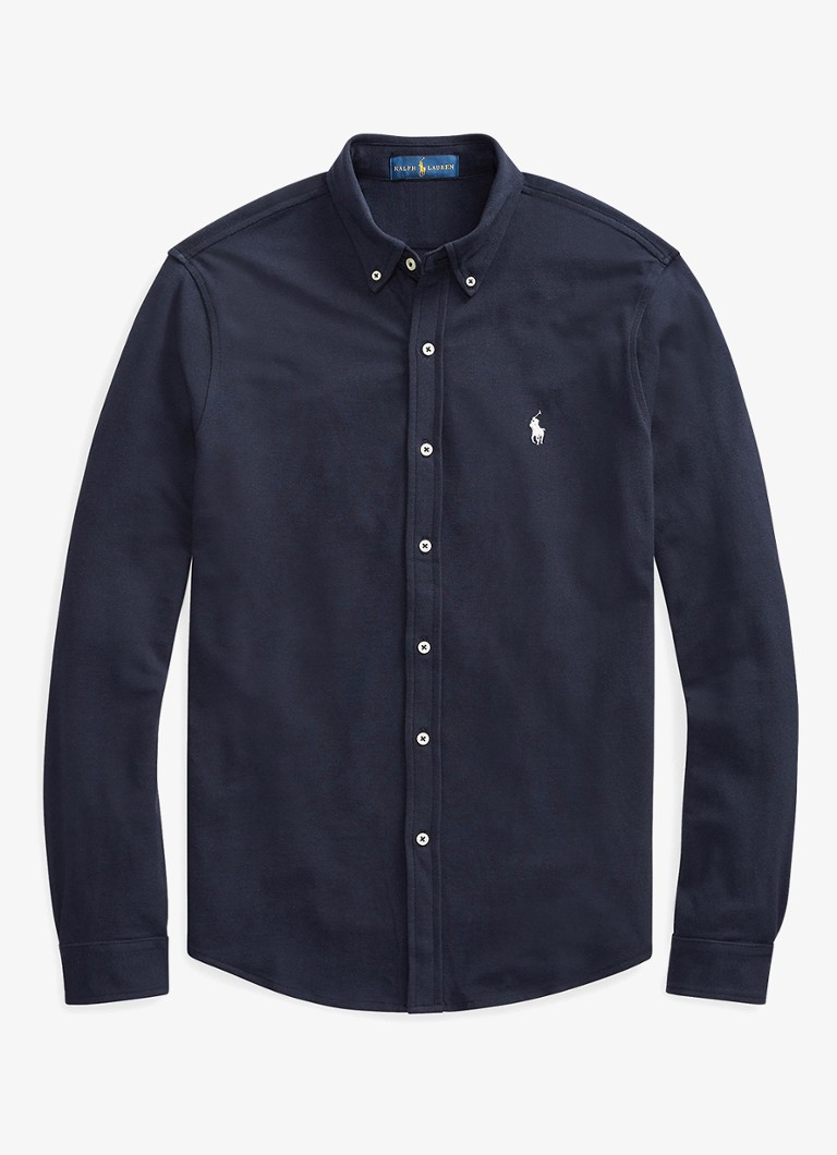 Ralph Lauren Heren Regular fit overhemd van piqué katoen in de kleur Aviator Navy / Donkerblauw
