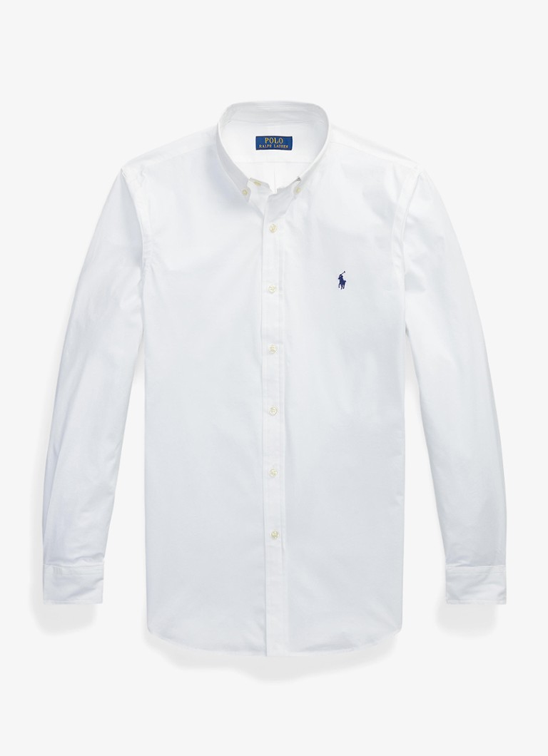Ralph Lauren Heren Slim fit overhemd met logoborduring in de kleur White / Wit