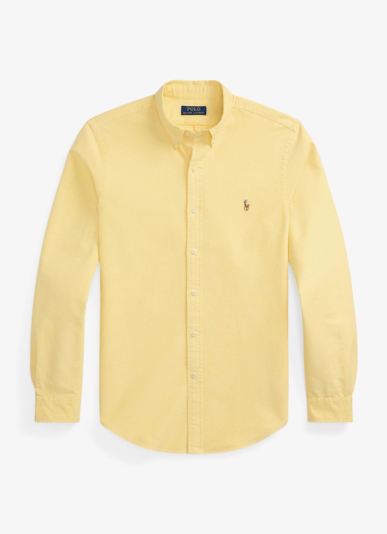 Ralph Lauren Heren Oxford custom fit overhemd met button down kraag in de kleur Yellow Oxford / Geel
