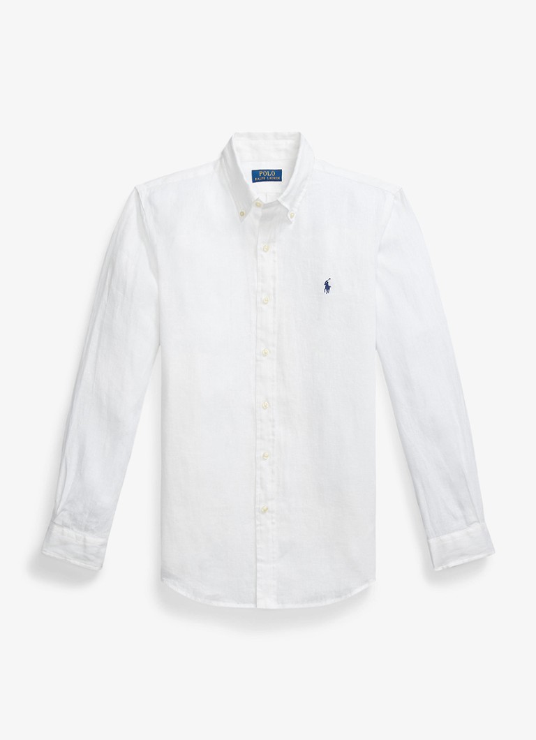 Ralph Lauren Heren Custom Fit overhemd van linnen in de kleur Ceramic White / Wit