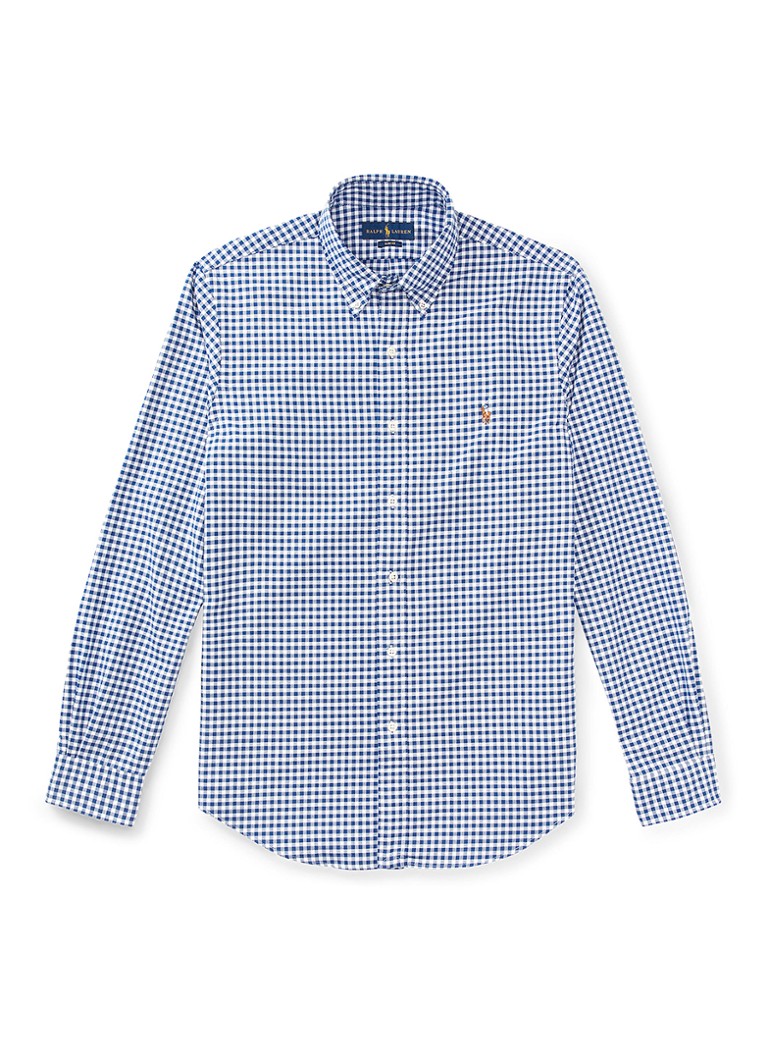 Ralph Lauren Heren Slim fit overhemd met logoborduring in de kleur Bsr Blue / White - Blauw