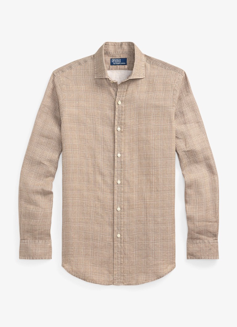Ralph Lauren Heren Regular fit overhemd van linnen met ruitdessin in de kleur Fairway Glen / Khaki