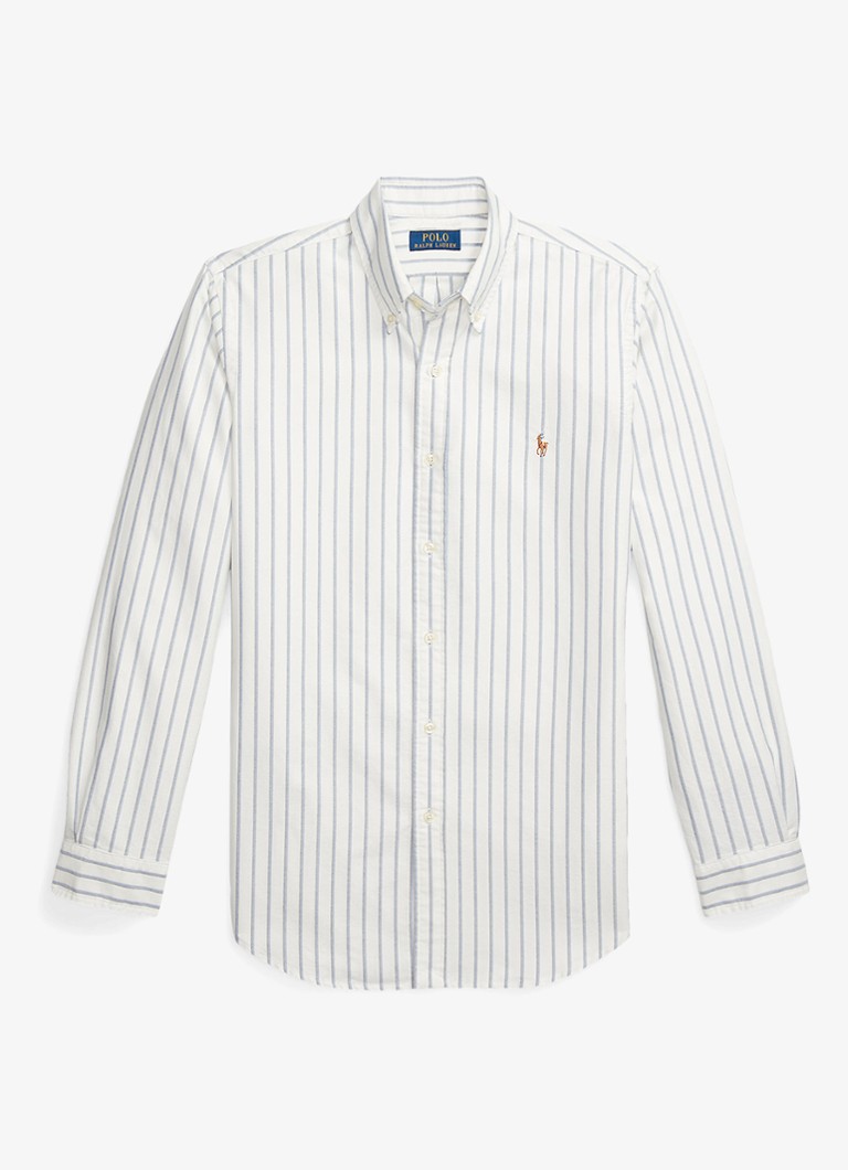 Ralph Lauren Heren Custom Fit overhemd met streepprint en logoborduring in de kleur Wit