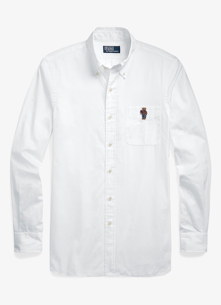 Ralph Lauren Heren Custom fit overhemd met borduring in de kleur Wit