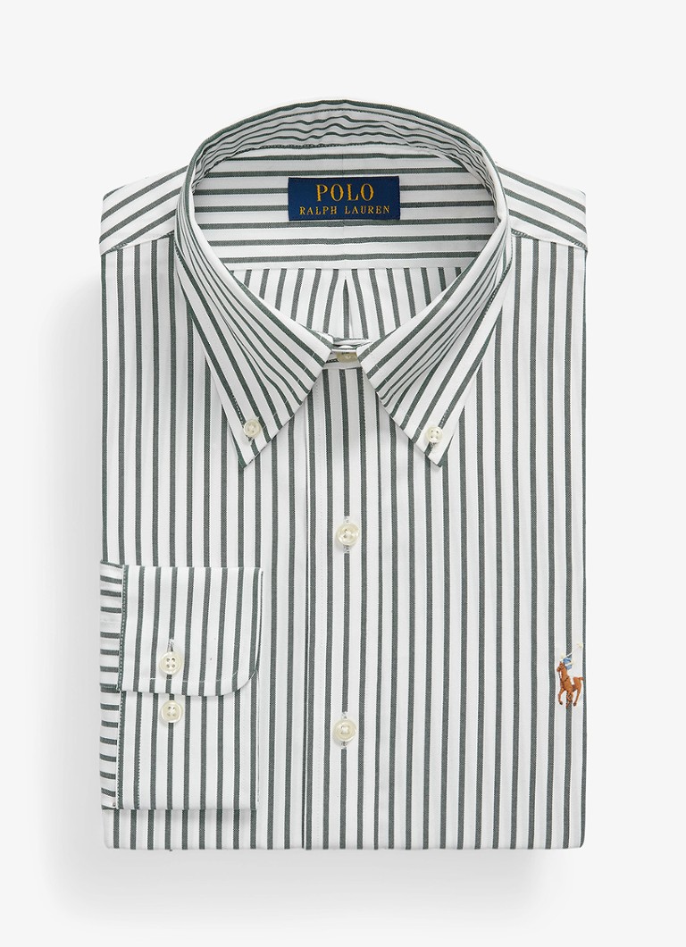 Ralph Lauren Heren Custom fit overhemd met streepprint in de kleur Pine/White / Groen