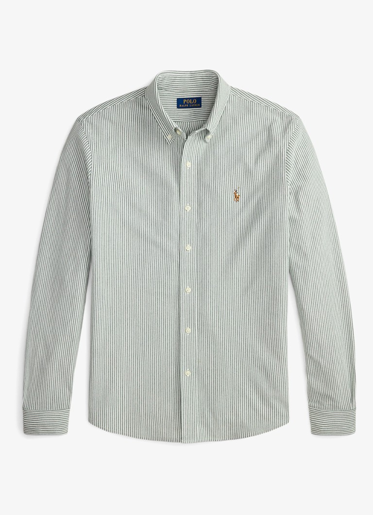 Ralph Lauren Heren Oxford regular fit overhemd met logoborduring in de kleur Vintage Pine/White / Groen