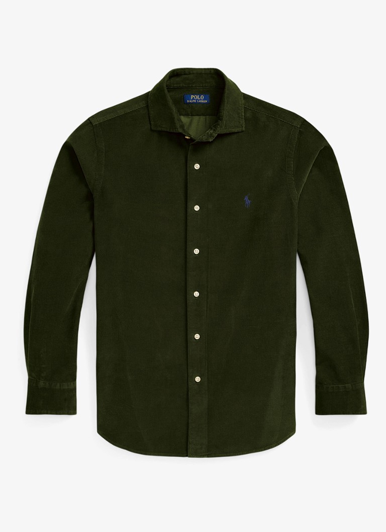 Ralph Lauren Heren Regular fit overhemd met logoborduring in de kleur Legergroen