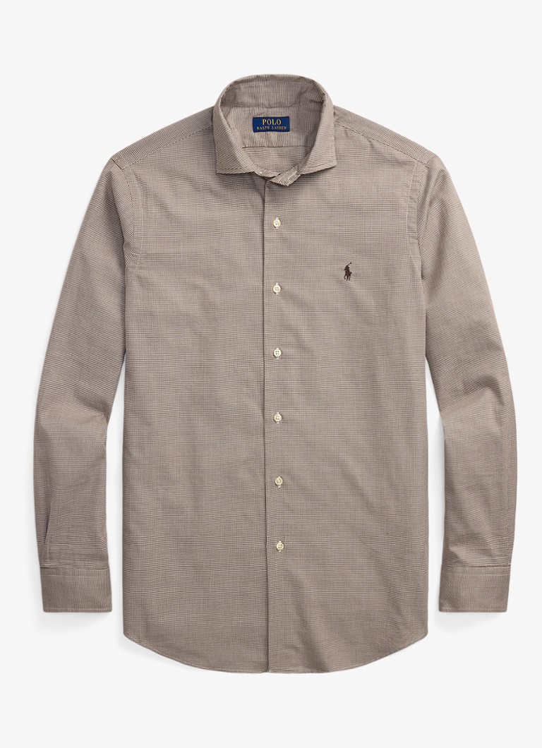 Ralph Lauren Heren Regular fit overhemd met logoborduring in de kleur Cream Brown / Bruin