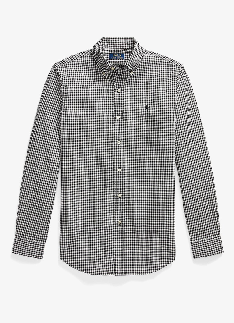 Ralph Lauren Heren Custom fit overhemd met ruitdessin in de kleur NERO/BLANC