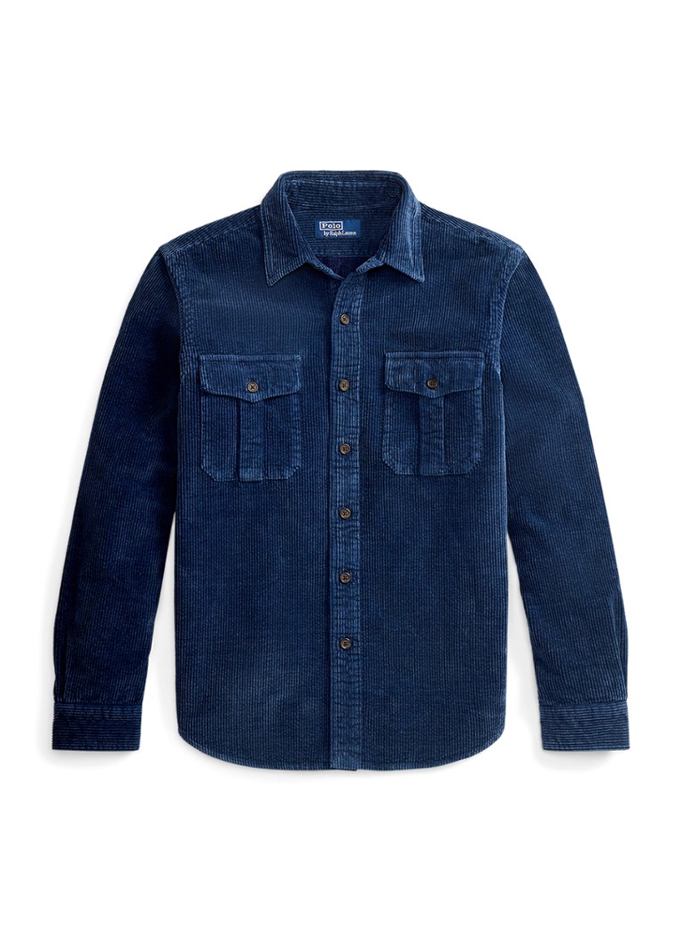 Ralph Lauren Heren Classic fit overshirt van corduroy met borstzakken in de kleur Indigo / Blauw