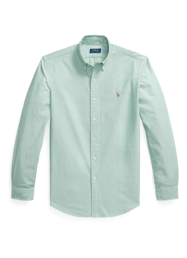 Ralph Lauren Heren Custom fit Oxford overhemd in de kleur Cruise Green