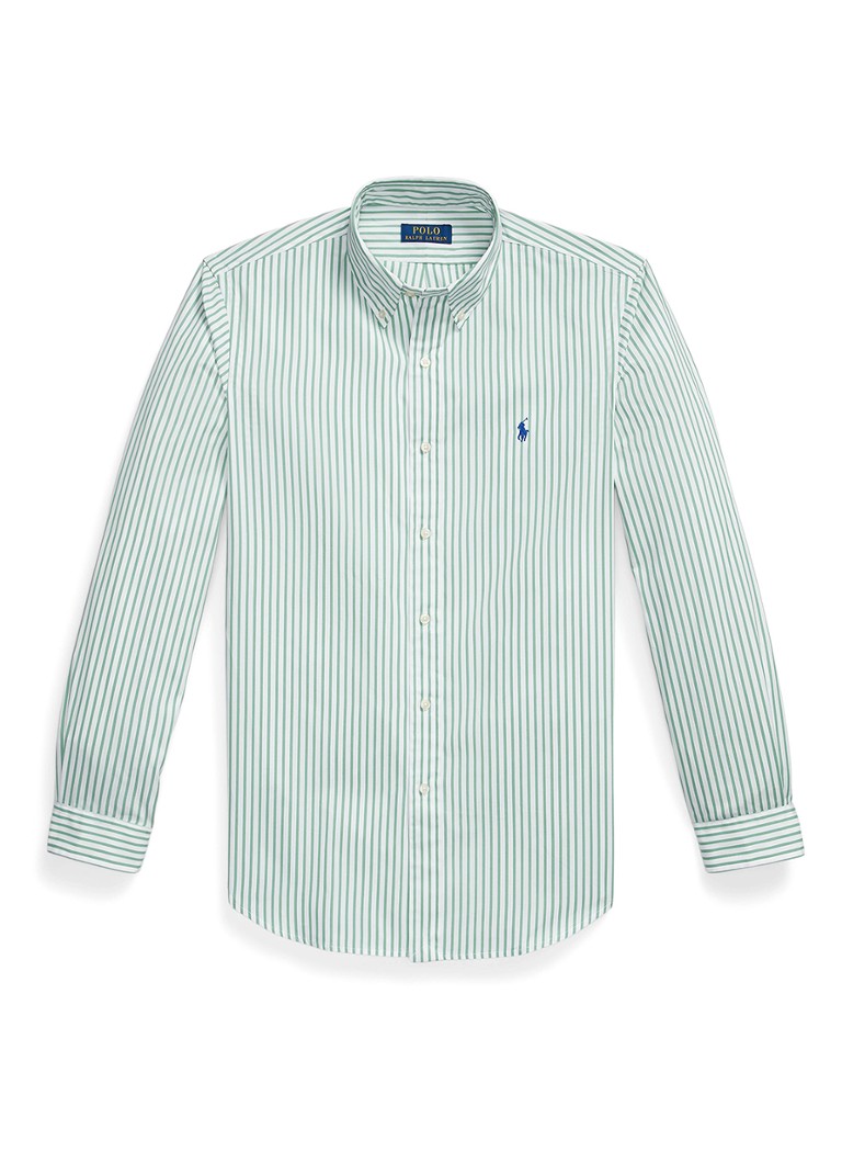 Ralph Lauren Heren Custom fit overhemd met streepprint in de kleur White Seafoam / Lichtgroen
