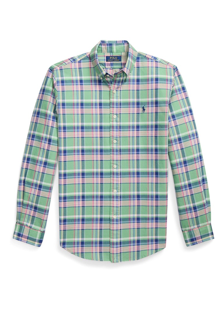 Ralph Lauren Heren Regular fit overhemd met ruitdessin en logoborduring in de kleur Groen