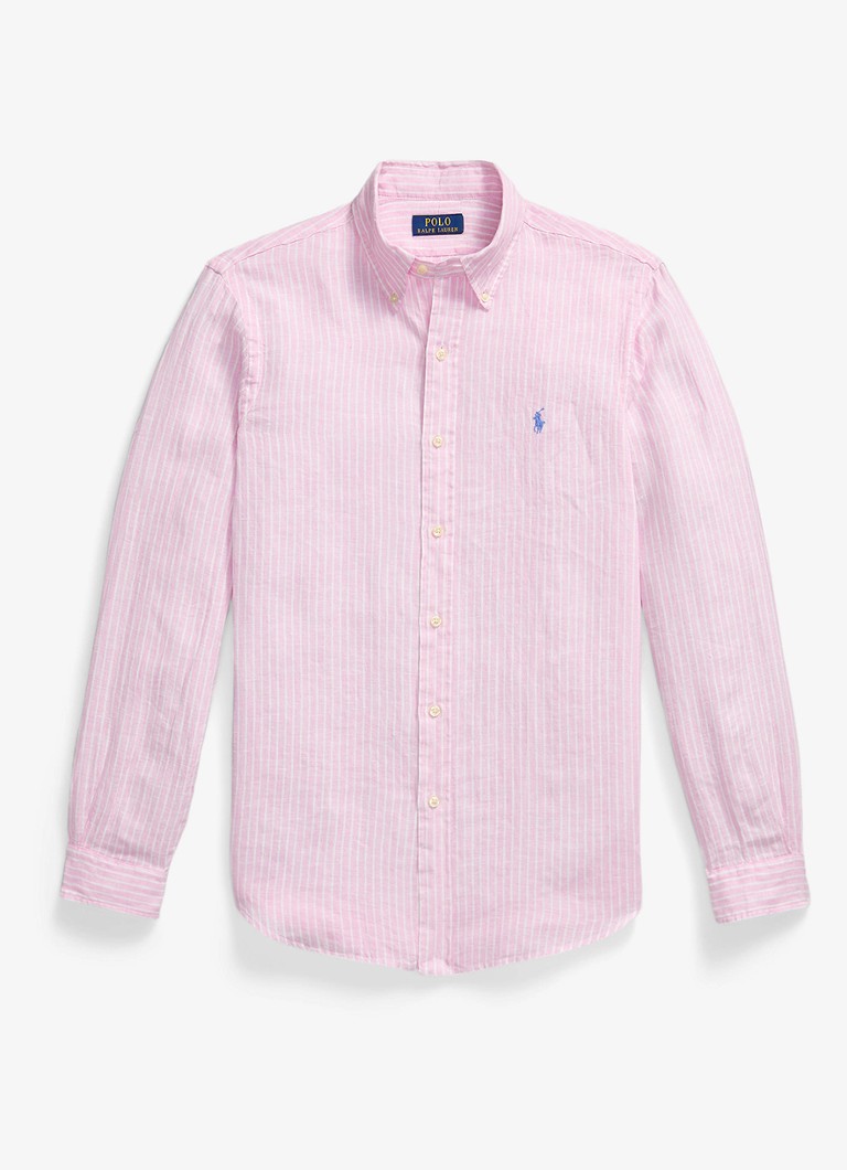 Ralph Lauren Heren Regular fit overhemd van linnen met streepprint in de kleur 7188C Pink White-ZYK8