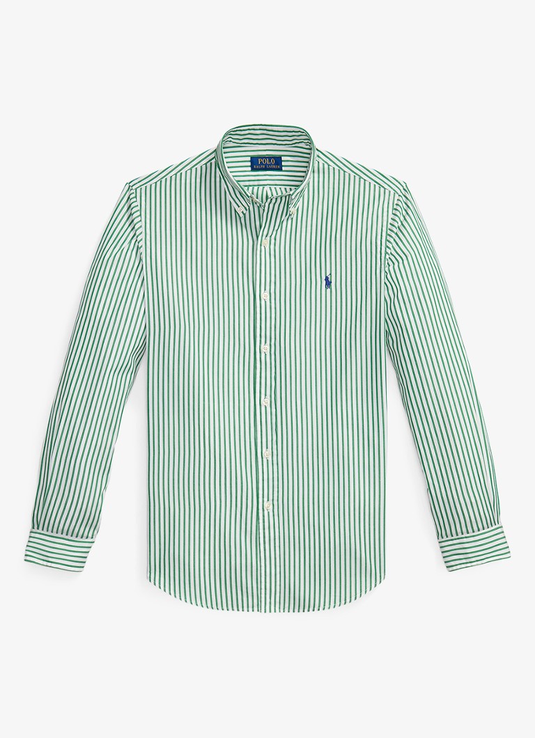 Ralph Lauren Heren Custom fit overhemd met streepprint in de kleur White Erin Green / Groen