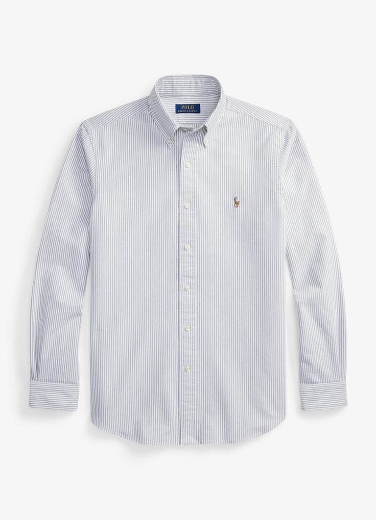 Ralph Lauren Heren Oxfort slim fit overhemd met streepprint in de kleur Navy White / Blauw