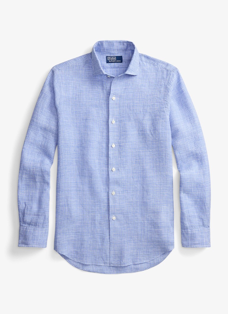 Ralph Lauren Heren Classic fit overhemd van linnen met ruitdessin in de kleur 4596A Blue White Multi-ZYHS