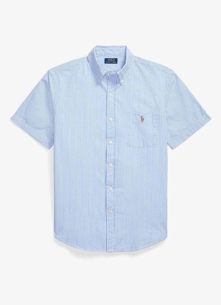 Ralph Lauren Heren Custom fit overhemd met streepprint en logoborduring in de kleur Blue/White / Blauw