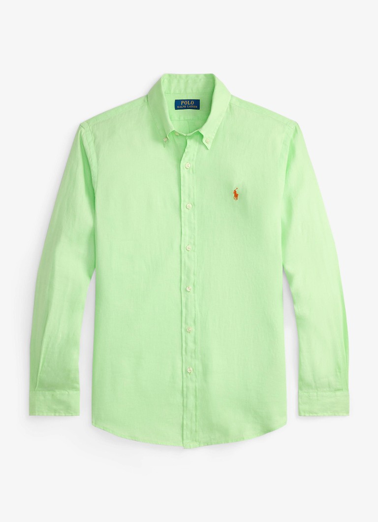 Ralph Lauren Heren Custom Fit overhemd van linnen in de kleur Cruise Lime