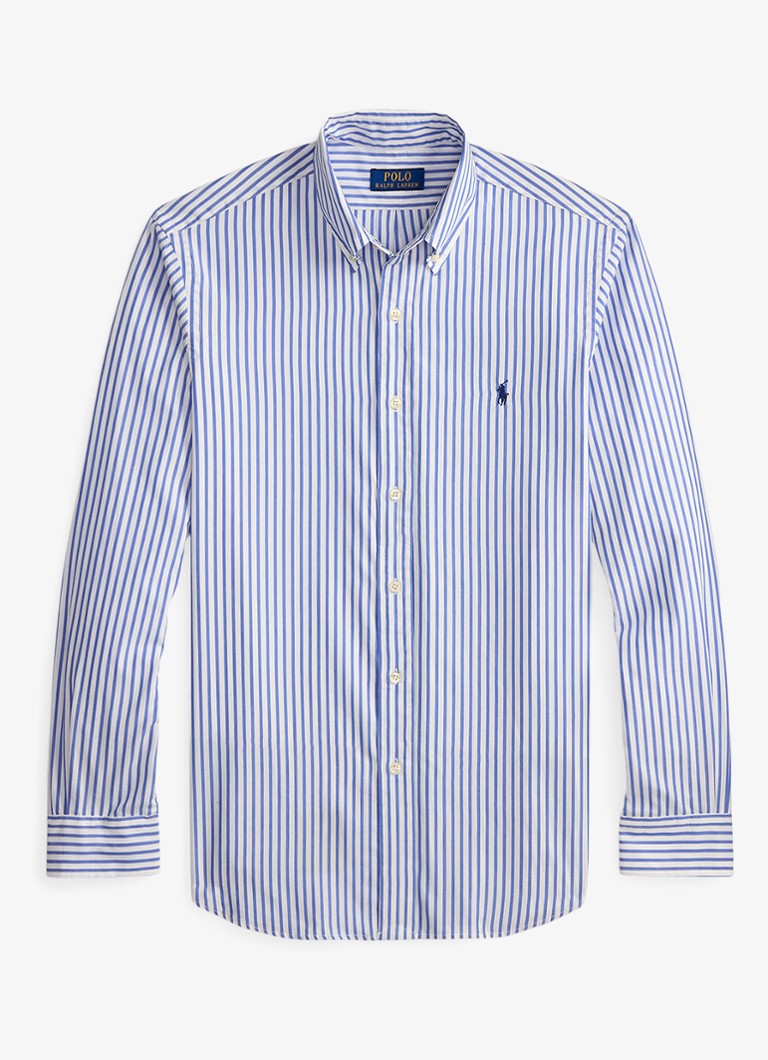 Ralph Lauren Heren Custom fit overhemd met streepprint in de kleur White Blue / Blauw