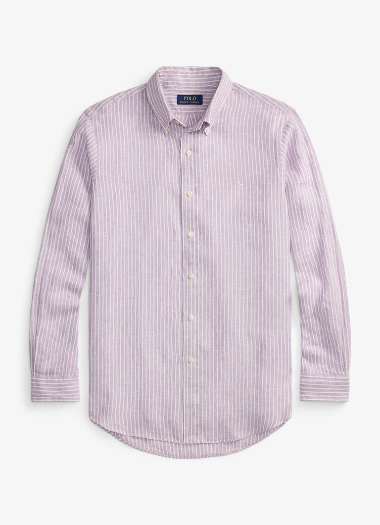 Ralph Lauren Heren Regular fit overhemd van linnen met streepprint in de kleur 7188D Lavender White-ZYKB