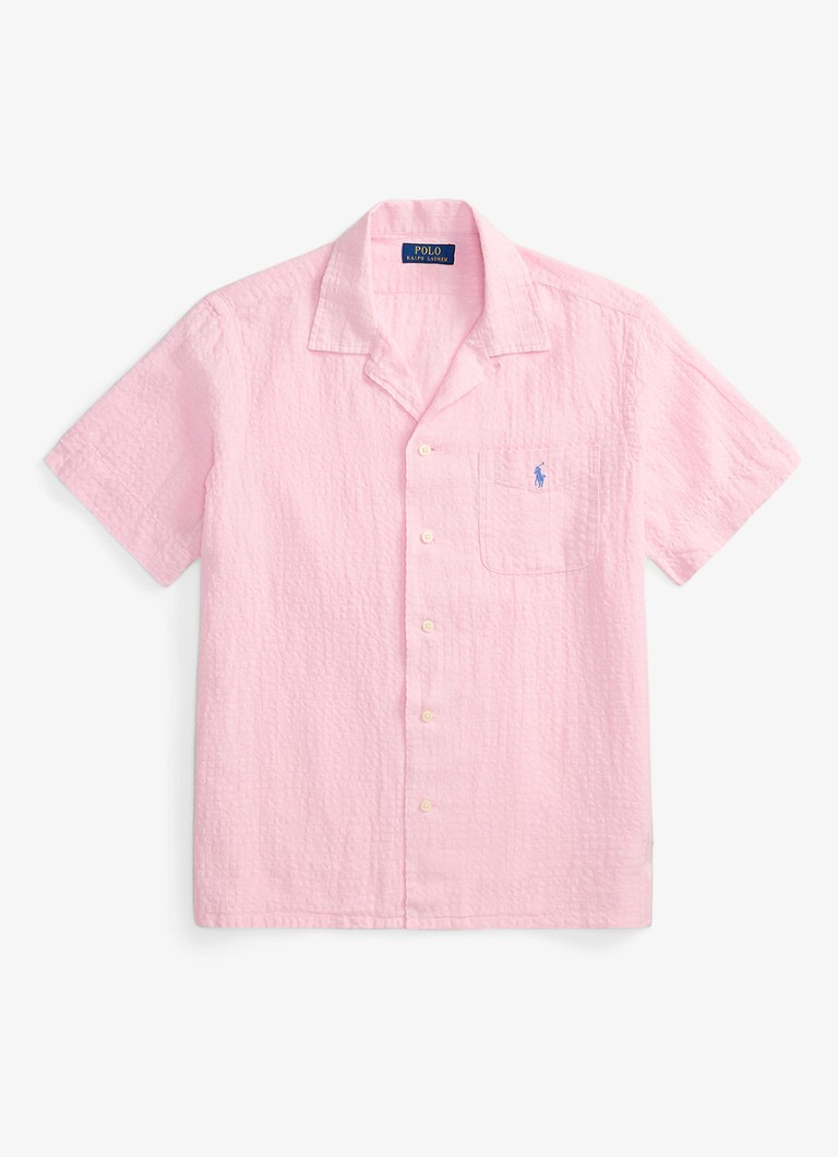 Ralph Lauren Heren Regular fit overhemd in linnenblend met borstzak en logoborduring in de kleur Carmel Pink / Roze