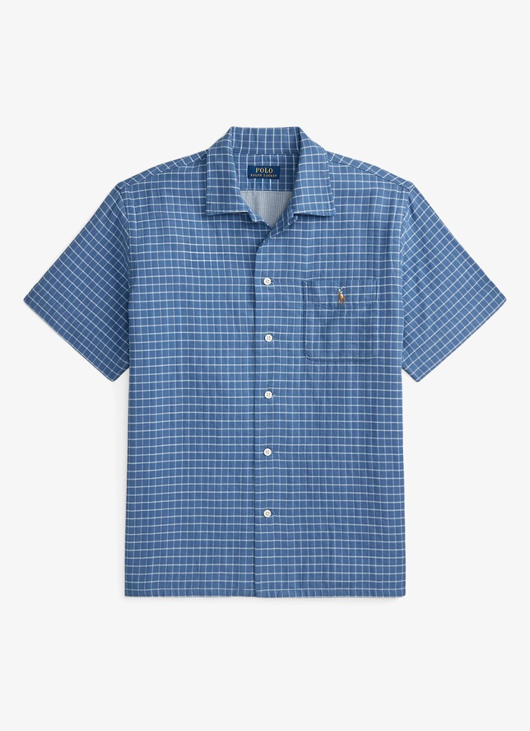 Ralph Lauren Heren Oxford regular fit overhemd met print in de kleur 7203 Med Blue Cream / Blauw