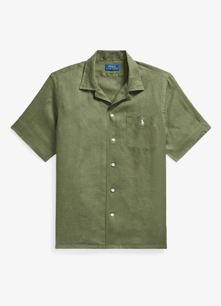 Ralph Lauren Heren Classic fit overhemd van linnen met borstzak in de kleur Garden Trail-30Z6