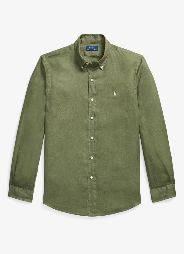 Ralph Lauren Heren Custom Fit overhemd van linnen in de kleur Garden Trail