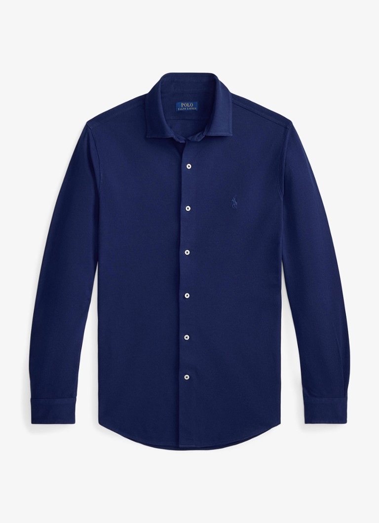 Ralph Lauren Heren Overhemd met logoborduring in de kleur Dark Cobalt / Donkerblauw