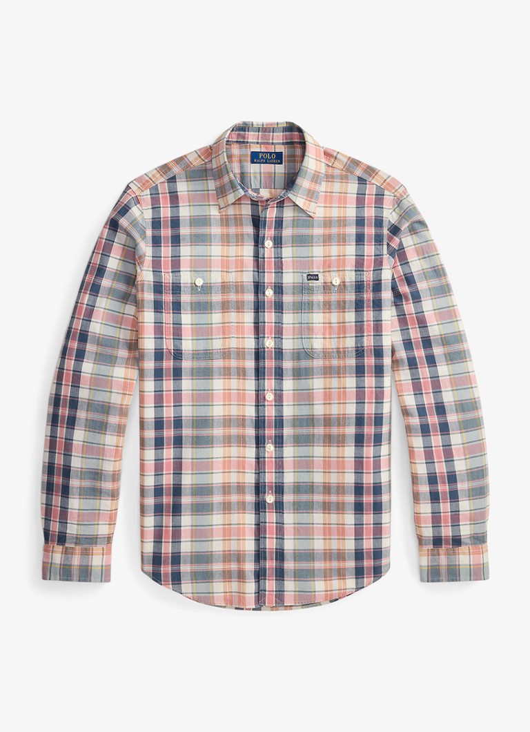 Ralph Lauren Heren Classic fit madras overhemd met ruitprint in de kleur Grey Navy Multi / Grijs