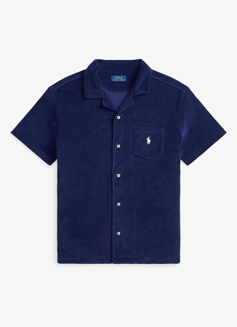 Ralph Lauren Heren Custom slim fit overhemd met logoborduring in de kleur Donkerblauw