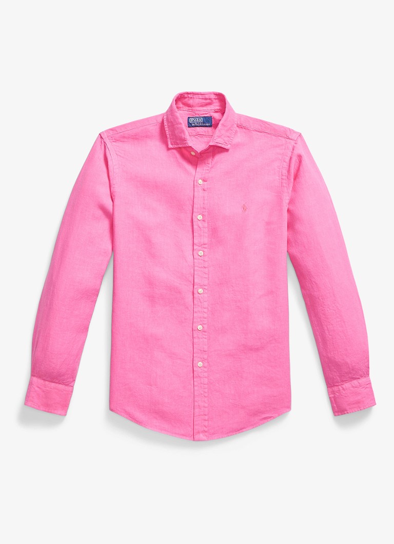 Ralph Lauren Heren Custom fit overhemd van linnen in de kleur Baja Pink / Roze
