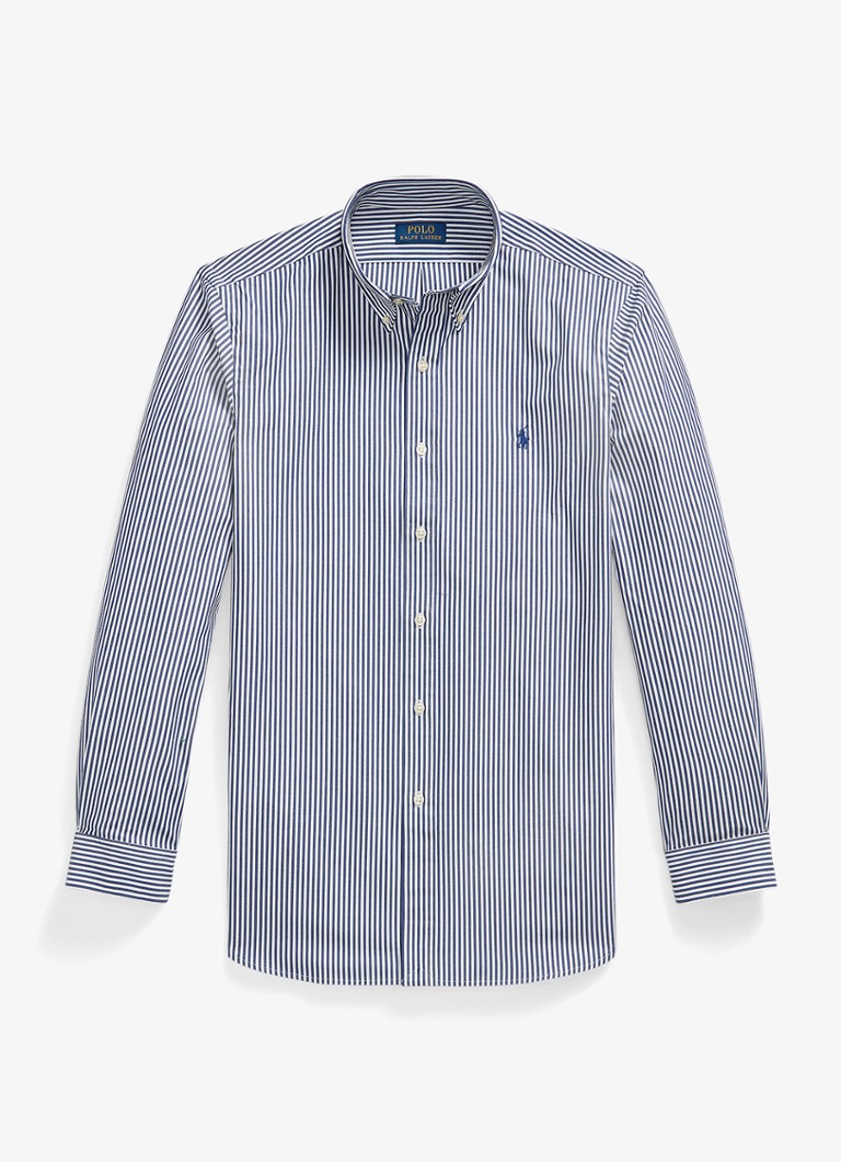 Ralph Lauren Heren Custom fit overhemd met streepprint in de kleur 4655A Navy