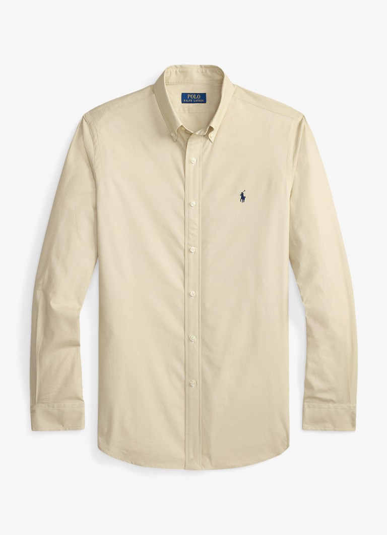 Ralph Lauren Heren Custom fit overhemd met stretch in de kleur Coastal Beige / Beige