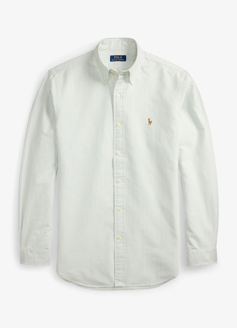 Ralph Lauren Heren Custom fit overhemd met streepprint in de kleur 6636R Faded Mint White-ZXSA