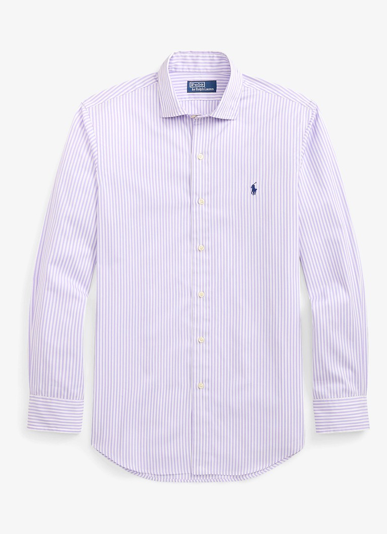 Ralph Lauren Heren Custom fit overhemd met streepprint in de kleur Powder Purple White / Paars