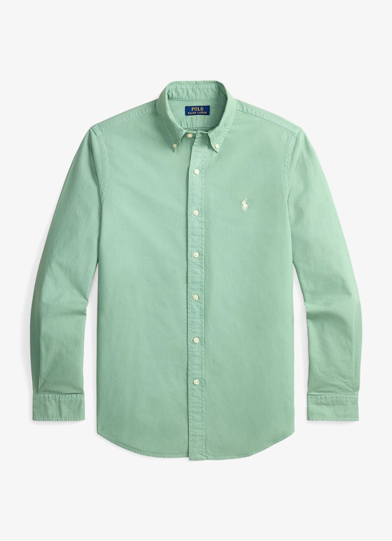 Ralph Lauren Heren Custom fit overhemd met logoborduring in de kleur Faded Mint-31R6