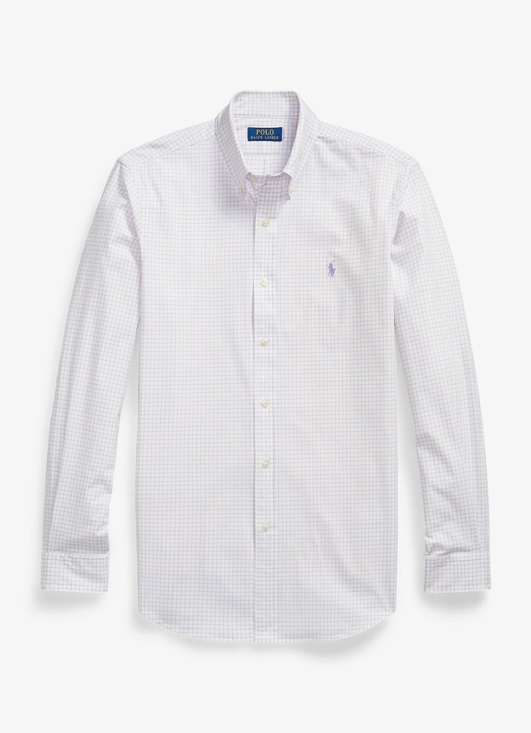Ralph Lauren Heren Custom fit overhemd met ruitdessin in de kleur Powder Purple White / Paars