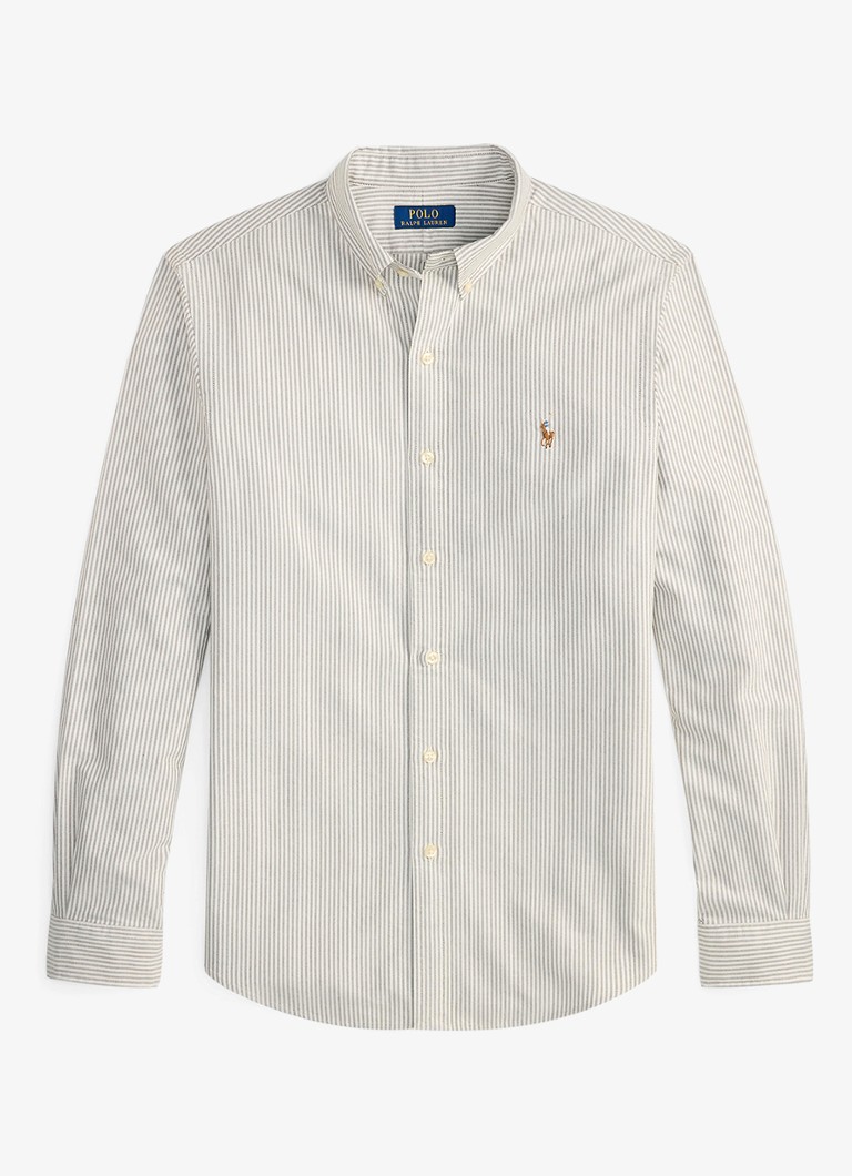 Ralph Lauren Heren Custom fit Oxford overhemd met streepprint in de kleur Nutmeg Brown White / Bruin