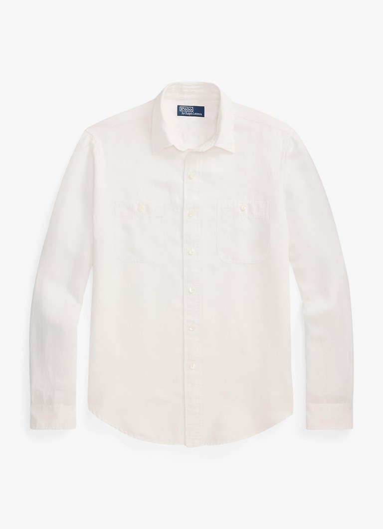 Ralph Lauren Heren Classic fit overhemd in zijdeblend met borstzakken in de kleur White / Wit