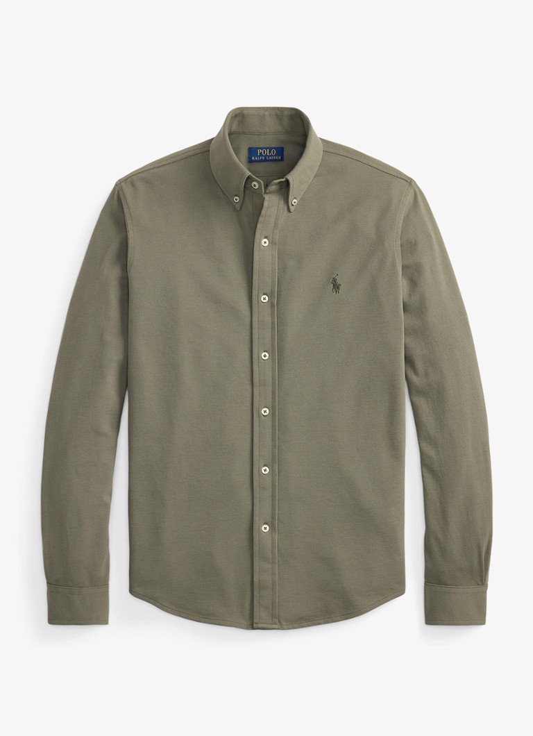 Ralph Lauren Heren Regular fit overhemd van piqué katoen in de kleur Cruise Olive C0594-ZY58