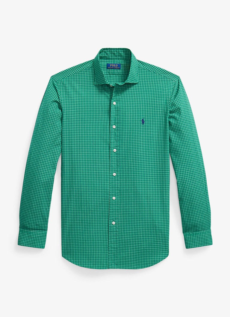 Ralph Lauren Heren Custom fit overhemd met ruitdessin in de kleur Erin Green White Multi / Groen