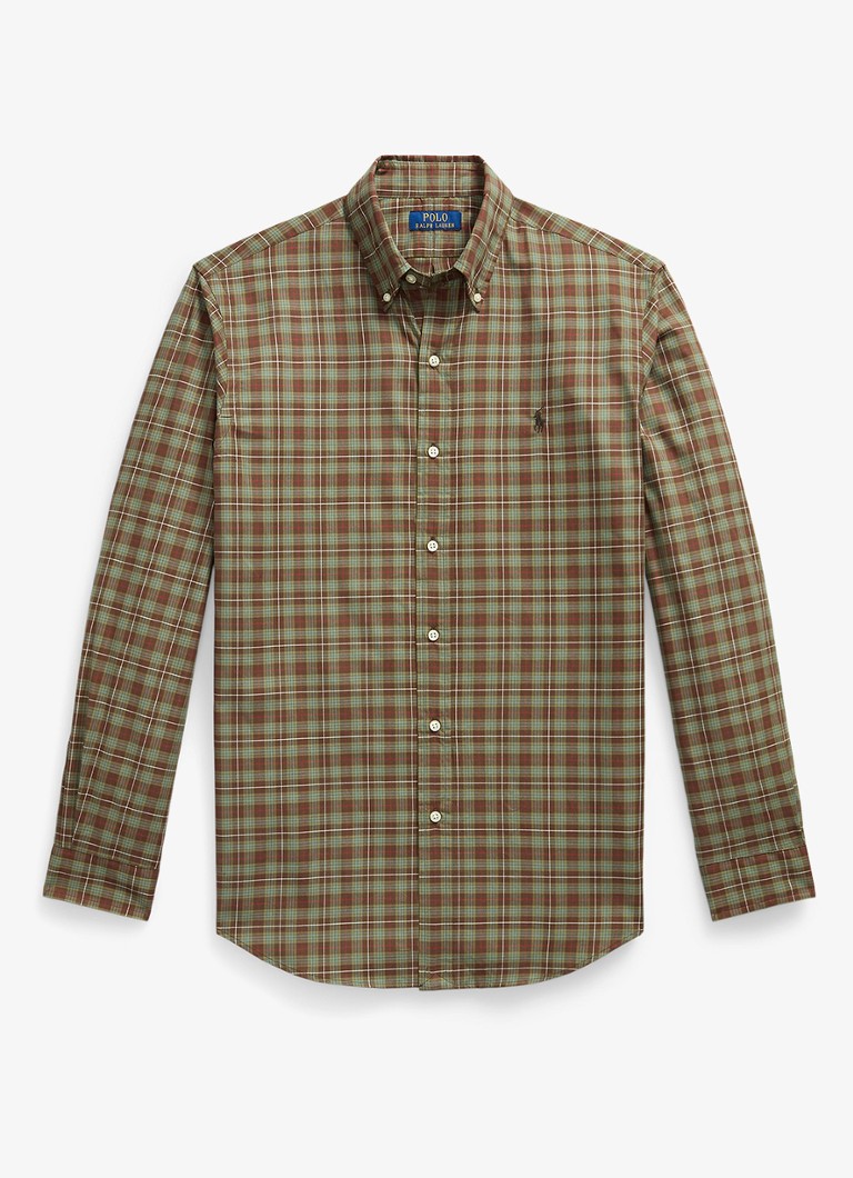 Ralph Lauren Heren Regular fit overhemd met ruitdessin in de kleur 7368 Brown Turquoise Multi / Bruin