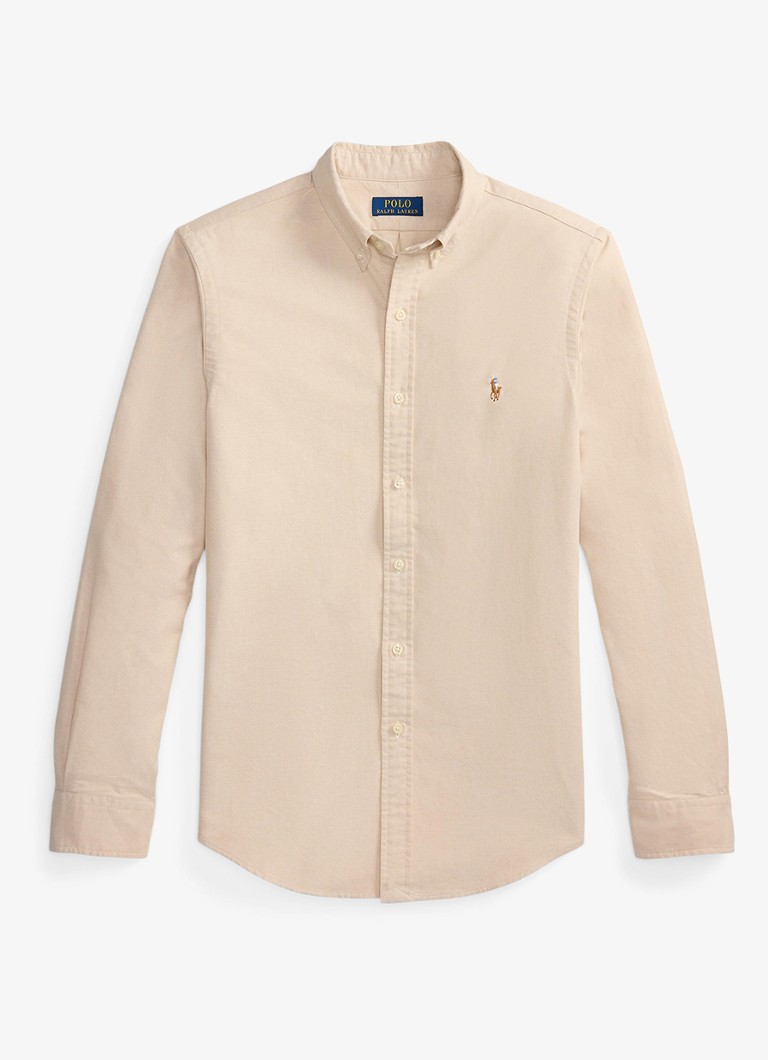 Ralph Lauren Heren Oxford slim fit overhemd met button down kraag in de kleur Camel/White / Camel