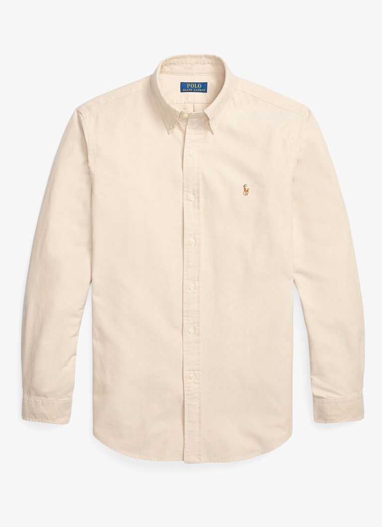 Ralph Lauren Heren Oxford custom fit overhemd met button down kraag in de kleur Camel/White / Camel
