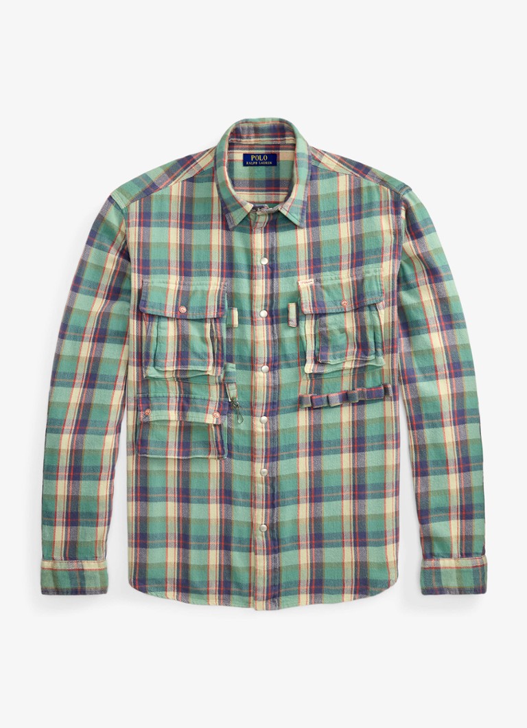 Ralph Lauren Heren Regent custom fit overhemd met streepprint in de kleur 7339 Green Pink Multi / Groen