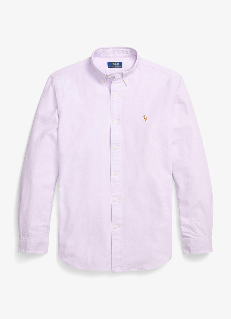 Ralph Lauren Heren Oxford custom fit overhemd met button down kraag in de kleur Light Lilac / Lila