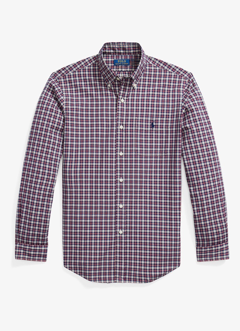 Ralph Lauren Heren Custom fit overhemd met ruitdessin in de kleur Red Cream Multi / Rood