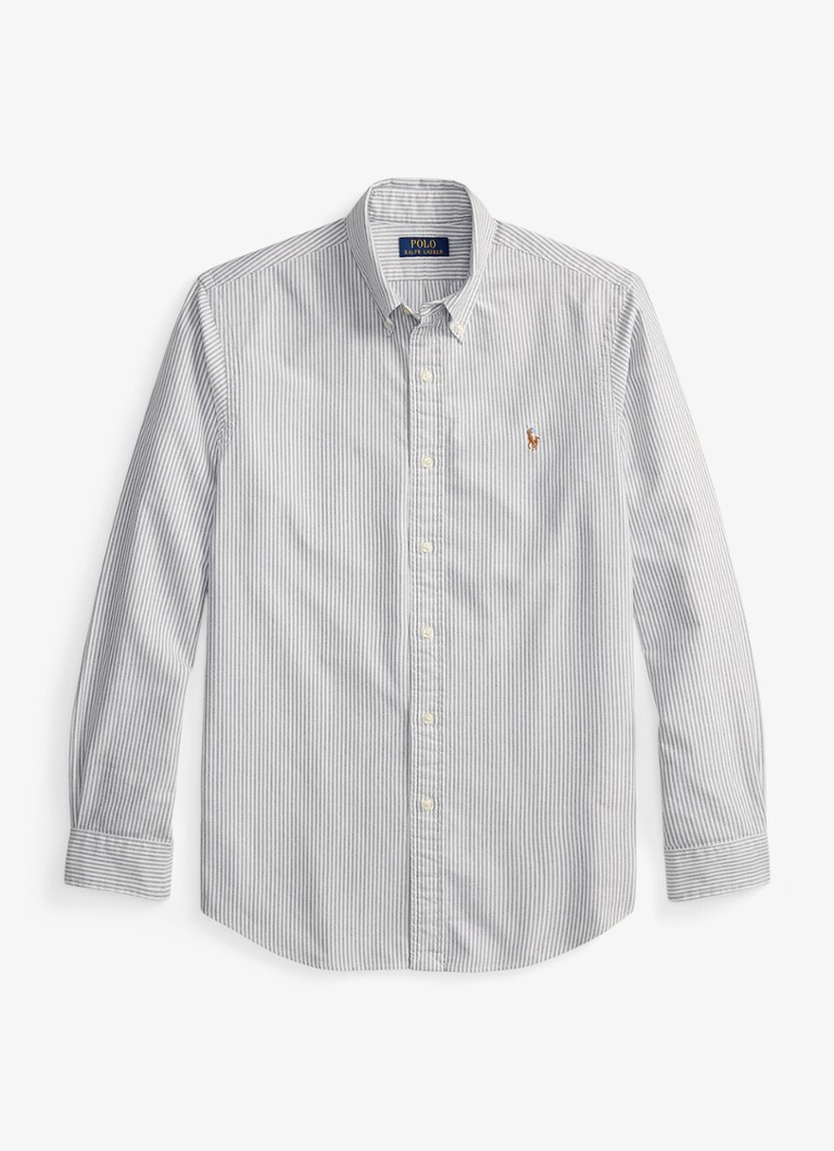 Ralph Lauren Heren Oxford slim fit overhemd met streepprint in de kleur Navy White / Donkerblauw